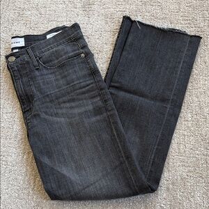 Frame Le High Straight raw hem jeans in washed black size 30